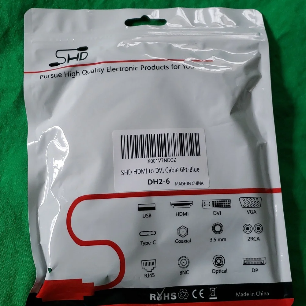 SHD HDMI Male to DVI Male Cable 6 ft. Blue New